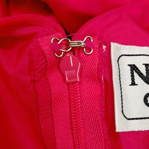 NAH NAH COLLECTION BELTED PINK DRESS SIZE 12 WITH SHEER LONG SLEEVE - Picture 11 of 12